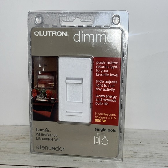Lutron Other - Lutron LG-600H-WH Lumea 600W Single-Pole Dimmer Switch Incandescent New in Box